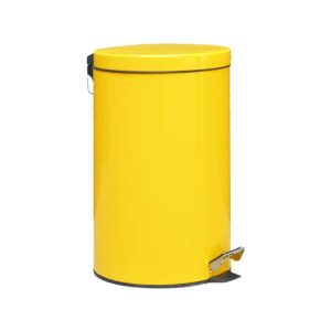 Thùng rác sơn vàng đạp chân tròn 20L nhựa HDPE bền bỉ tiện lợi
