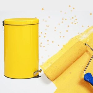 Thùng rác sơn vàng đạp chân tròn 20L nhựa HDPE bền bỉ tiện lợi - hình 1