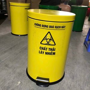 Thùng rác sơn vàng đạp chân tròn 20L Plasticsaigon - hinh 2