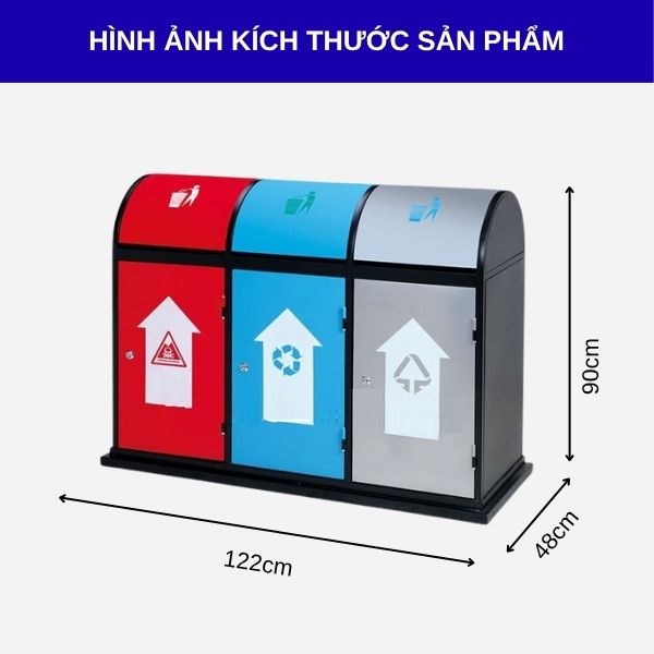 Trang chủ Thùng rác thép 3 ngăn nắp bập bênh 90L công nghiệp bền bỉ
