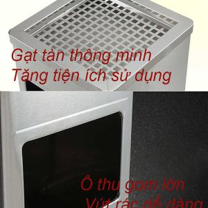Thùng rác thép có gạt tàn inox Plasticsaigon - anh san pham