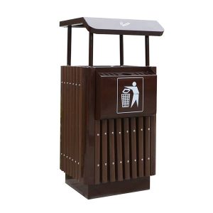 Thùng rác thép phun sơn màu nâu 50L chịu lực bền bỉ