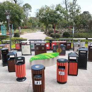 Thùng rác thép phun sơn màu nâu Plasticsaigon - anh san pham