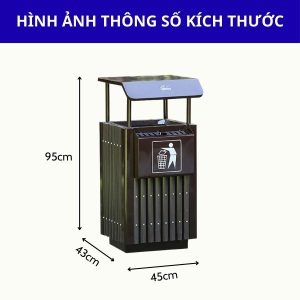 Thùng rác thép phun sơn màu nâu Plasticsaigon - hinh 2