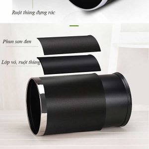 Thùng rác thép phun sơn vành inox Plasticsaigon - hinh 2