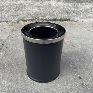 Thùng rác thép sơn đen Ø25cm dung tích 15L bền bỉ cho văn phòng - hình 1