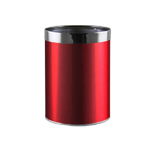 Trang chủ Thùng rác thép sơn đỏ viền inox trắng Ø22 15L bền đẹp cho văn phòng