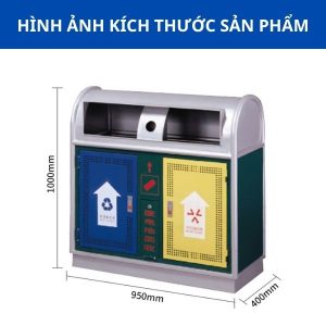 Thùng rác thép sơn tĩnh điện 2 ngăn Plasticsaigon - anh san pham