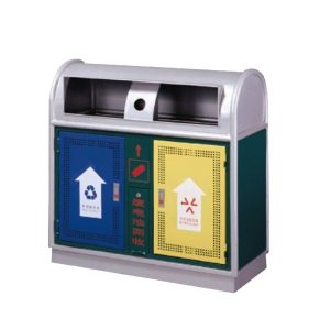 Thùng rác thép sơn tĩnh điện 2 ngăn 60L bền chắc cho văn phòng và công cộng