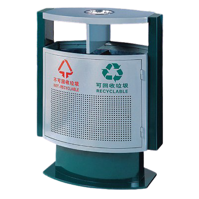 Trang chủ Thùng rác thép sơn xanh trắng 50L có gạt tàn chống ăn mòn