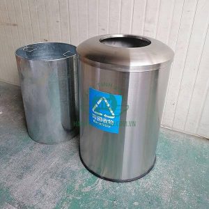 Thùng rác trung tâm thương mại inox tròn Ø60 Plasticsaigon - anh san pham