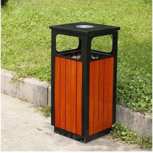 Thùng rác vuông giả gỗ ngoài trời Plasticsaigon - hinh 2