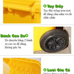 Thùng rác y tế 120L màu vàng Plasticsaigon - anh san pham