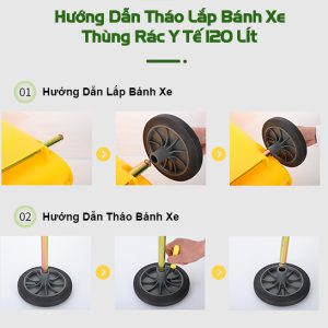 Thùng rác y tế 120L màu vàng Plasticsaigon - hinh 2