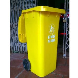 Thùng rác y tế 120L nhựa HDPE màu vàng chuyên dụng - hình 1