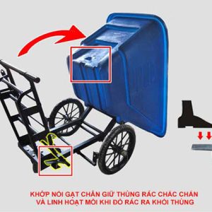 Xe thu gom rác bằng nhựa 350L khung thép Plasticsaigon - hinh 2