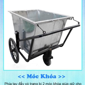 Xe thu gom rác bằng tôn 400 lít bền chắc chịu lực cao - hình 1