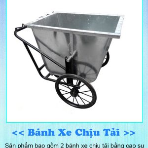Xe thu gom rác tôn 500 lít bền chắc, bánh xe tiện lợi, chịu lực cao - hình 1